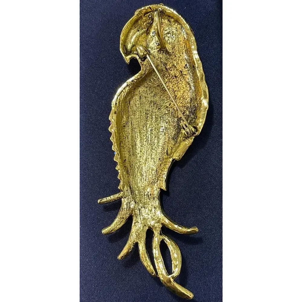 NWOT HUGE Heidi Daus Inspired Parrot Bird Brooch Pin Multicolor Rhinestone - Picture 2 of 3